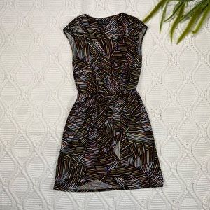 City Triangles Dress Geometric Asymmetric Black V-neck S